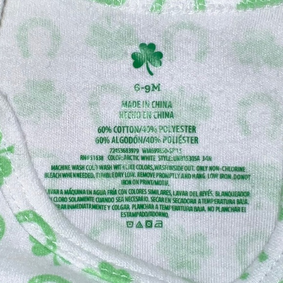 St. Patrick’s Day Baby Girl’s Glitter Bodysuit Size 6-9 Months - Picture 2 of 2